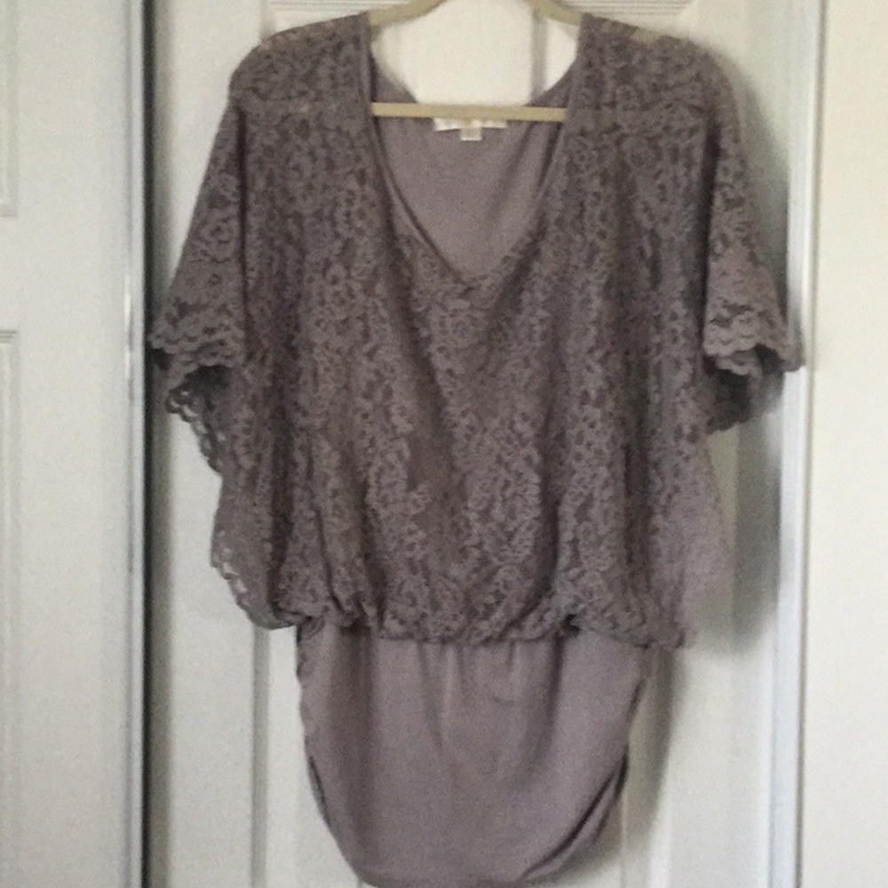 Boston Proper Gray lace top